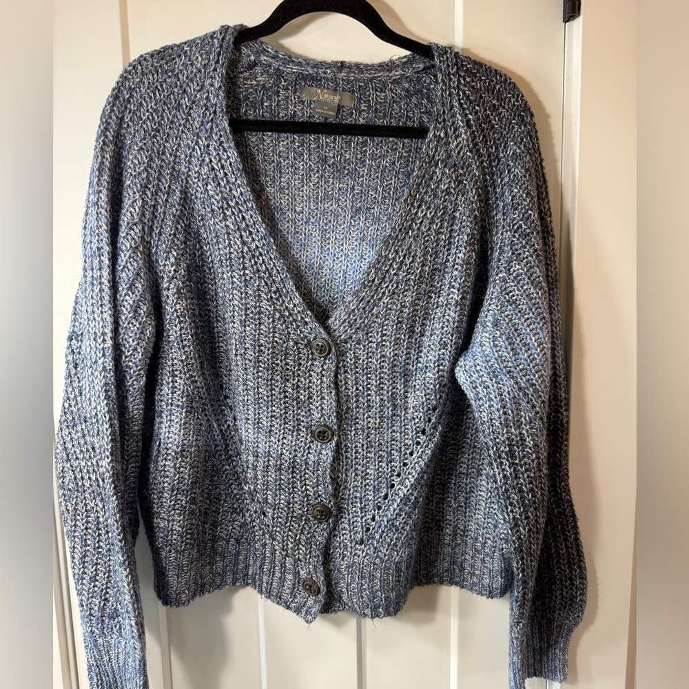 Natural Reflections Heathered Blue Cardigan